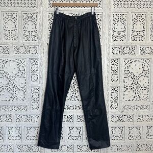 Vintage High Waisted Black Leather Grunge Motorcycle Biker Pants Sz Small